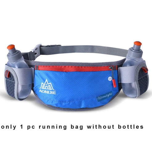 AONIJIE Running Hiking Jogging Hydration Belt with 2 pockets for 170ml water bottles - BLUE