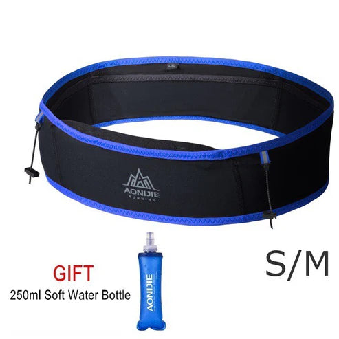 AONIJIE Slim Jogging Bag with 250ml Soft Flask - BLACK BLUE S/M