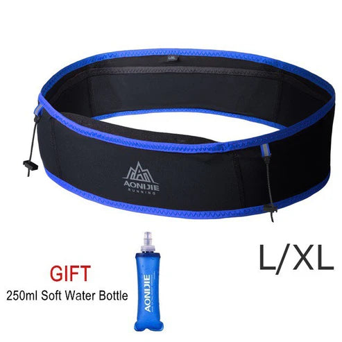 AONIJIE Slim Jogging Bag with 250ml Soft Flask - BLACK BLUE L/XL