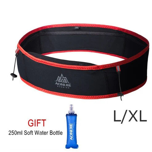 AONIJIE Slim Jogging Bag with 250ml Soft Flask - BLACK RED L/XL