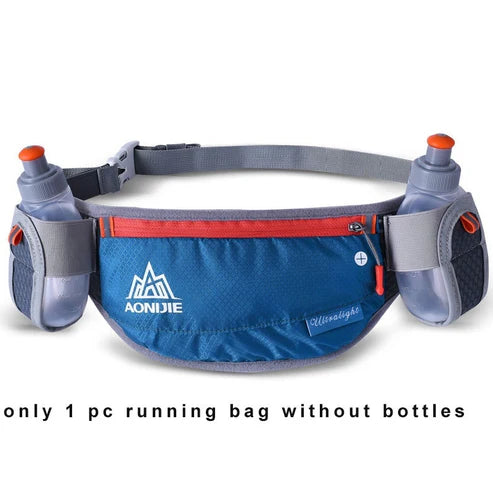 AONIJIE Running Hiking Jogging Hydration Belt with 2 pockets for 170ml water bottles - DARK BLUE