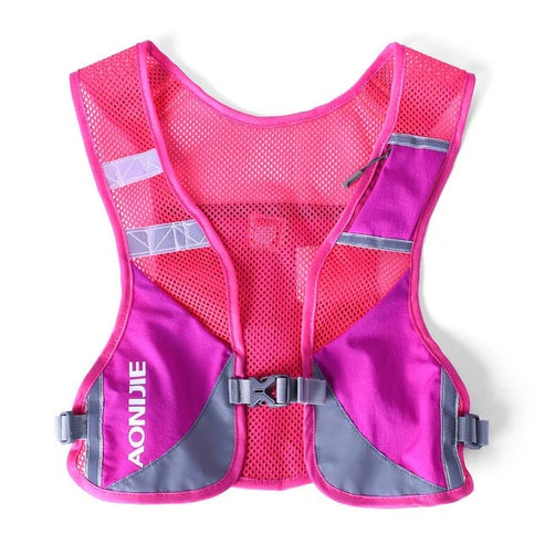 Aonijie Reflective Running Vest Hydration Backpack - ROSE/GRAY/GREEN
