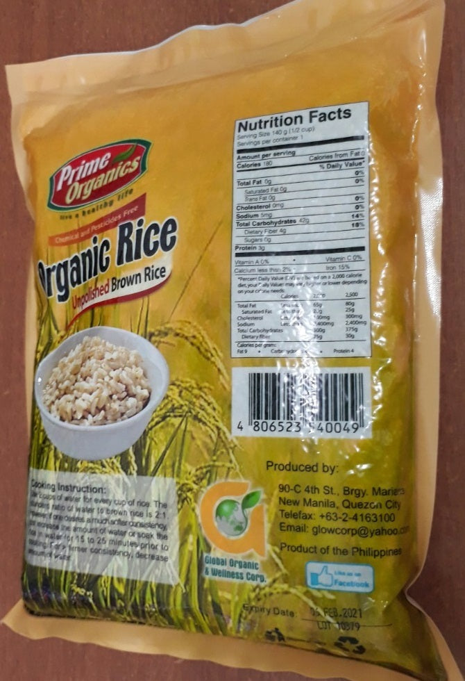 Prime Organics BROWN RICE 2kg