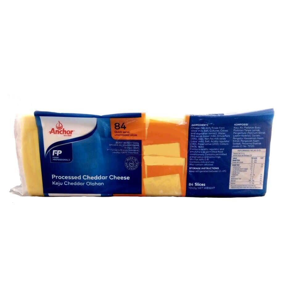 Anchor processed Colored CHEDDAR SOS 84 Sliced Cheese 1kg - Burger Slices