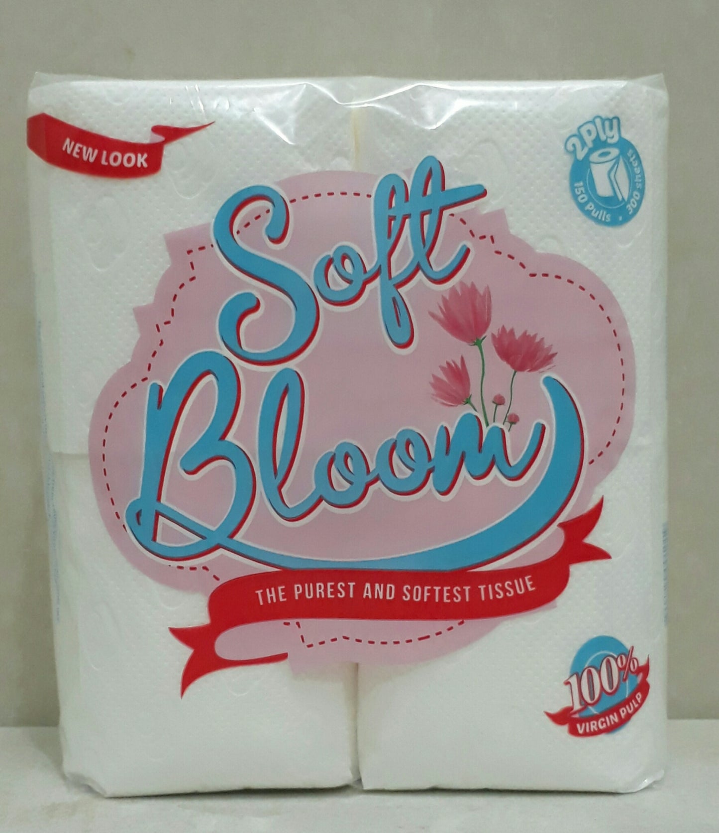 Soft Bloom Bathroom Tissue 2 Ply 150 Pulls x 4 Rolls