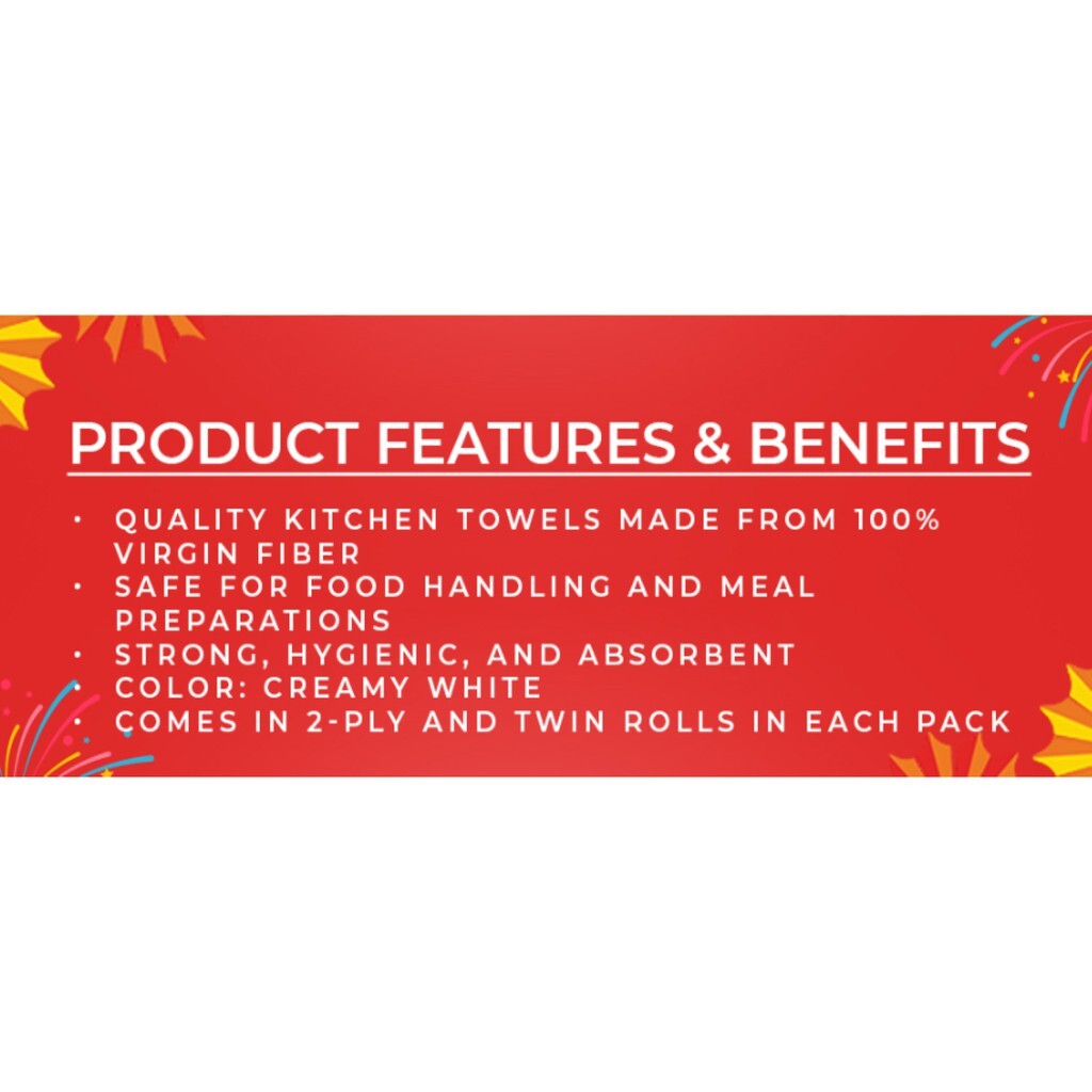 Party Kitchen Towels 2 Ply 85 Pulls x 2 Rolls