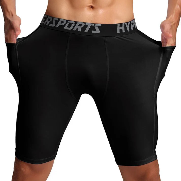 MEN'S COMPRESSION RUNNING SHORTS - BLACK LARGE