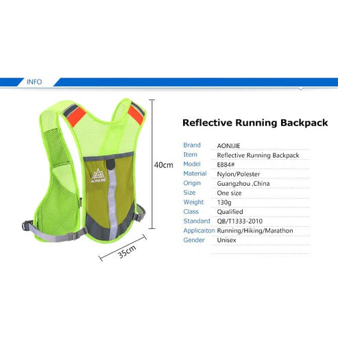 Aonijie Reflective Running Vest Hydration Backpack - ROSE/GRAY/GREEN