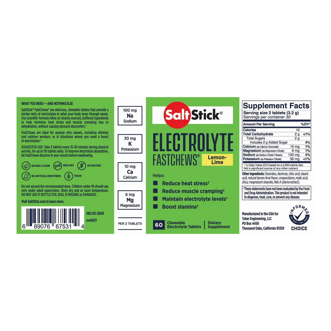 Electrolyte SaltStick Fastchews - Lemon Lime - Packet 10ct