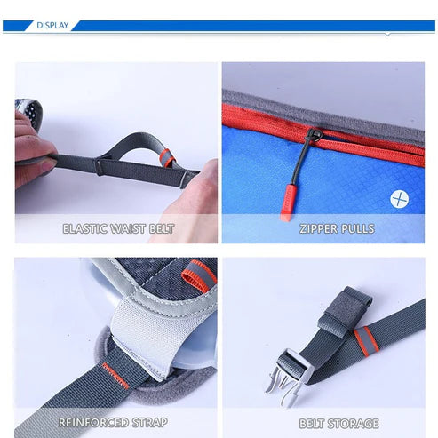 AONIJIE Running Hiking Jogging Hydration Belt with 2 pockets for 170ml water bottles - BLUE