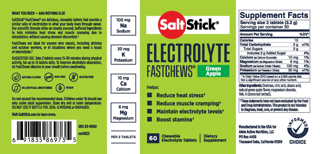 Electrolyte Saltstick Green Apple Fastchews - packet 10ct