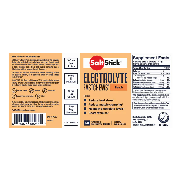 Saltstick Fastchews - Peach - Packet 10 pcs
