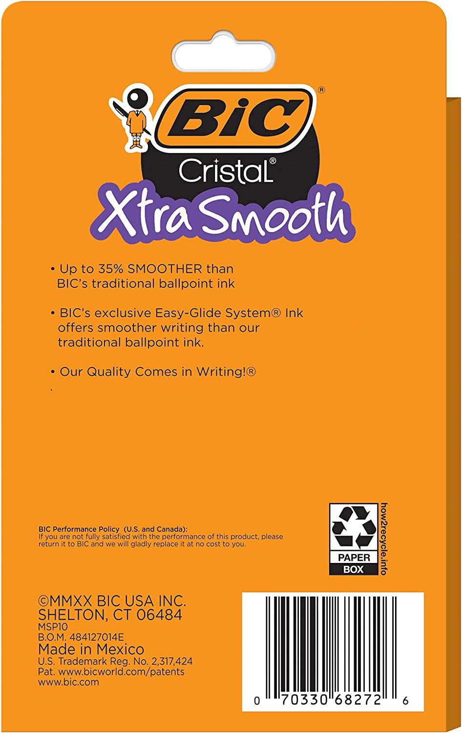 BIC Cristal Xtra Smooth Ballpoint Pen, Medium Point (1.0mm), Blue, 10-Count - USA