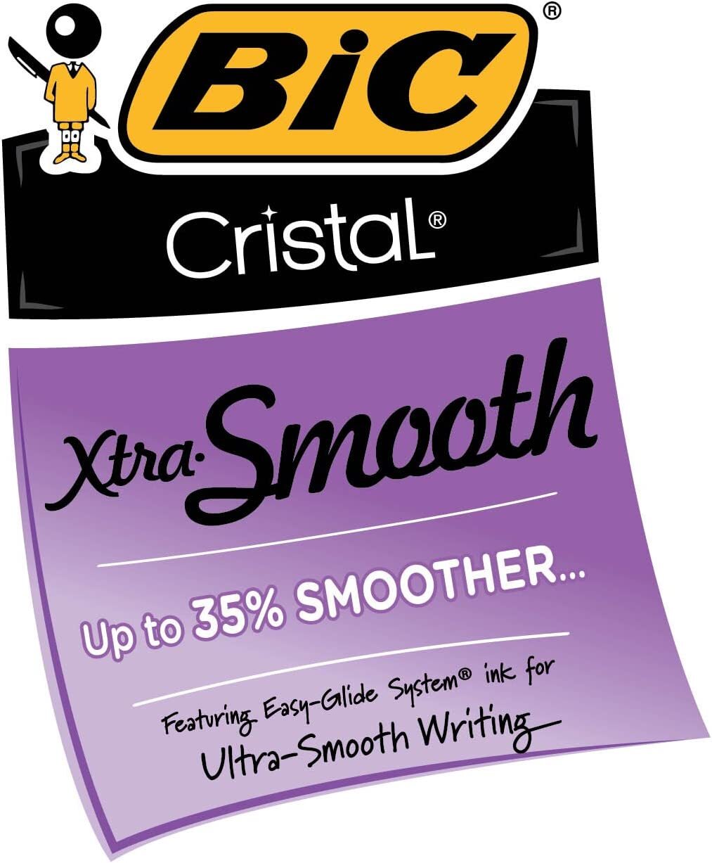 BIC Cristal Xtra Smooth Ballpoint Pen, Medium Point (1.0mm), Blue, 10-Count - USA