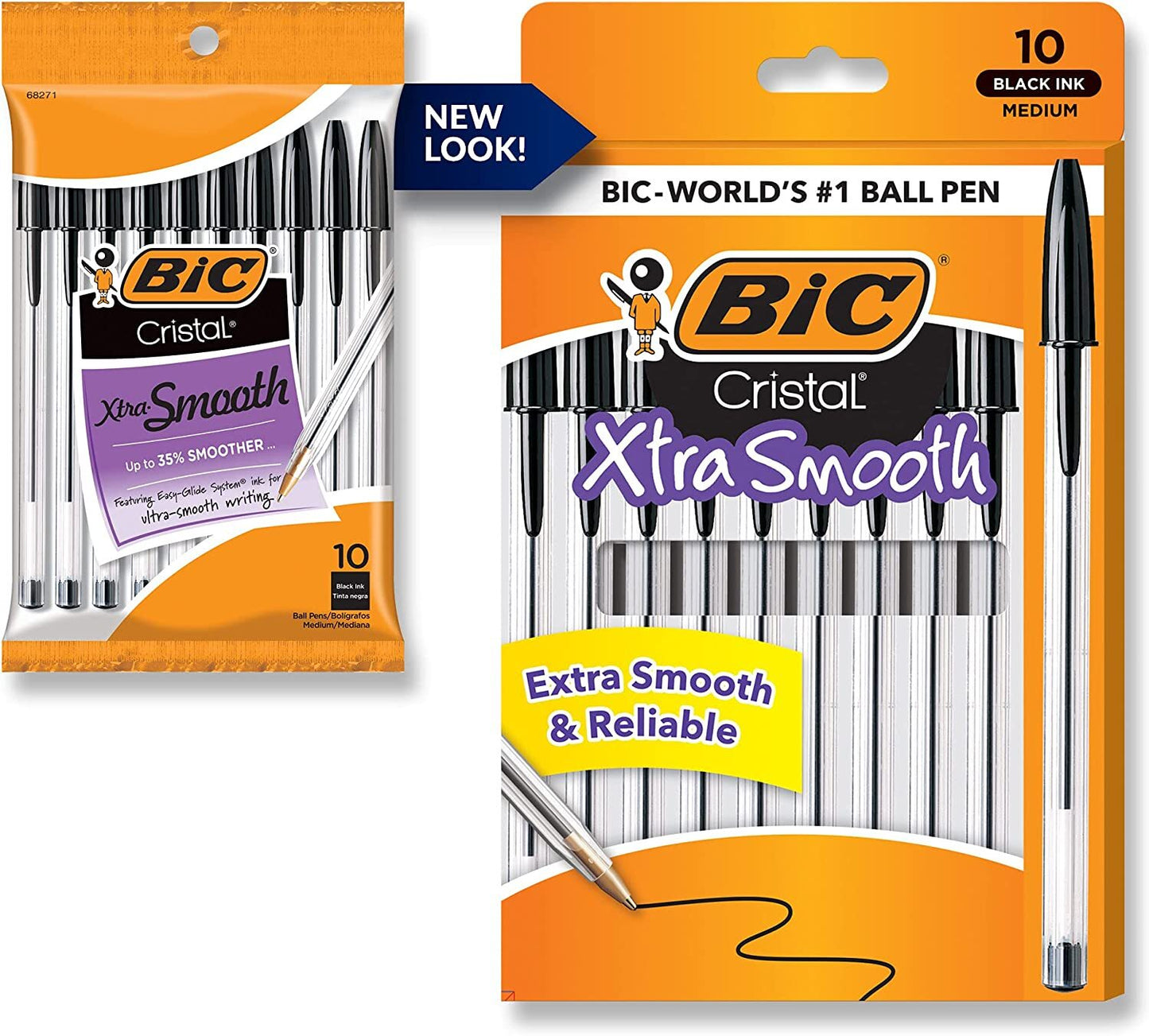 BIC Cristal Xtra Smooth Ballpoint Pen, Medium Point (1.0mm), Black, 10-Count - USA