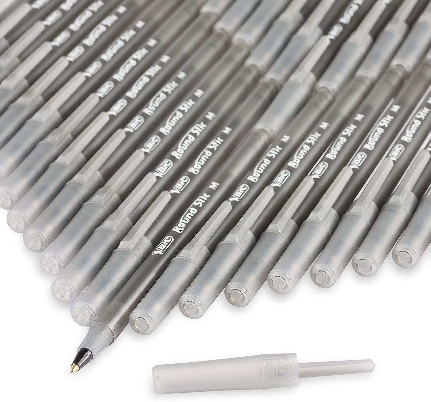 BIC Round Stic Xtra Life Ballpoint Ink Pens, Medium Point (1.0mm), Black Pens, Flexible Round Barrel For Writing Comfort, 10-Count - USA