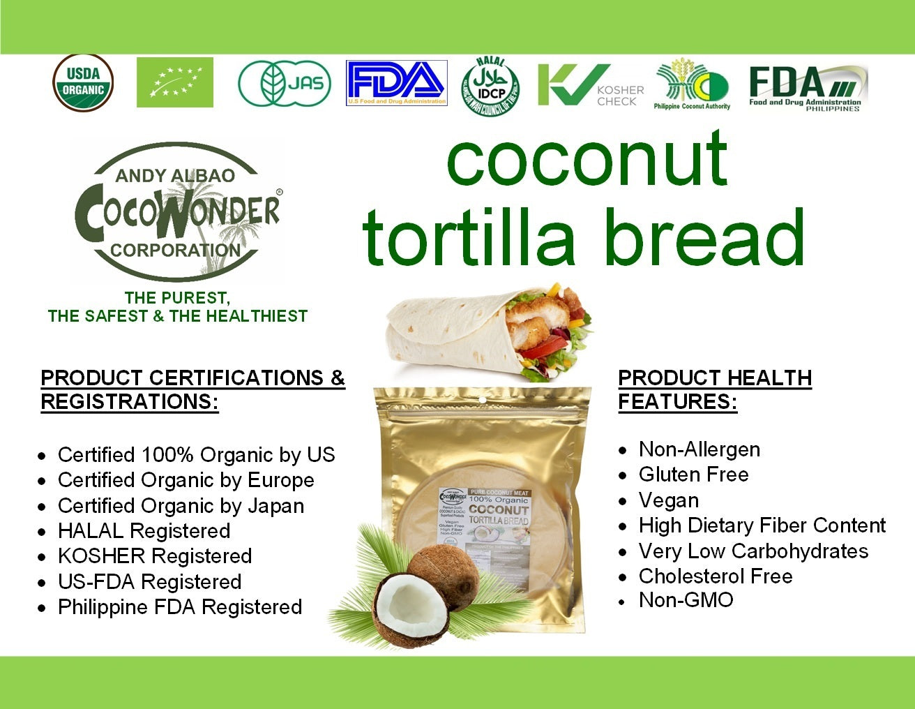Organic COCONUT TORTILLA BREAD 2pcs (45g)