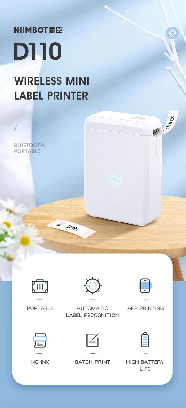 Niimbot Portable Label Printer WHITE 12-15mm Width - D110