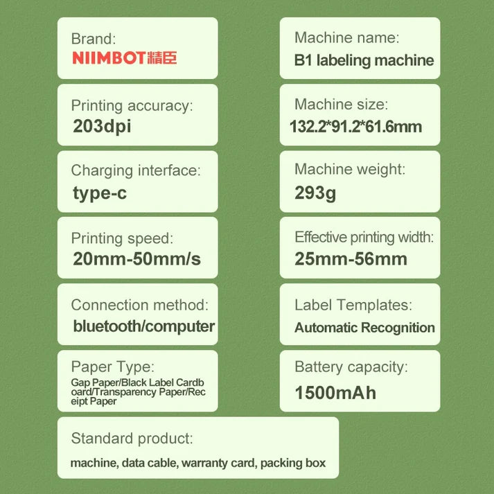 Niimbot LAKE BLUE Label Printer 20-75mm - B1