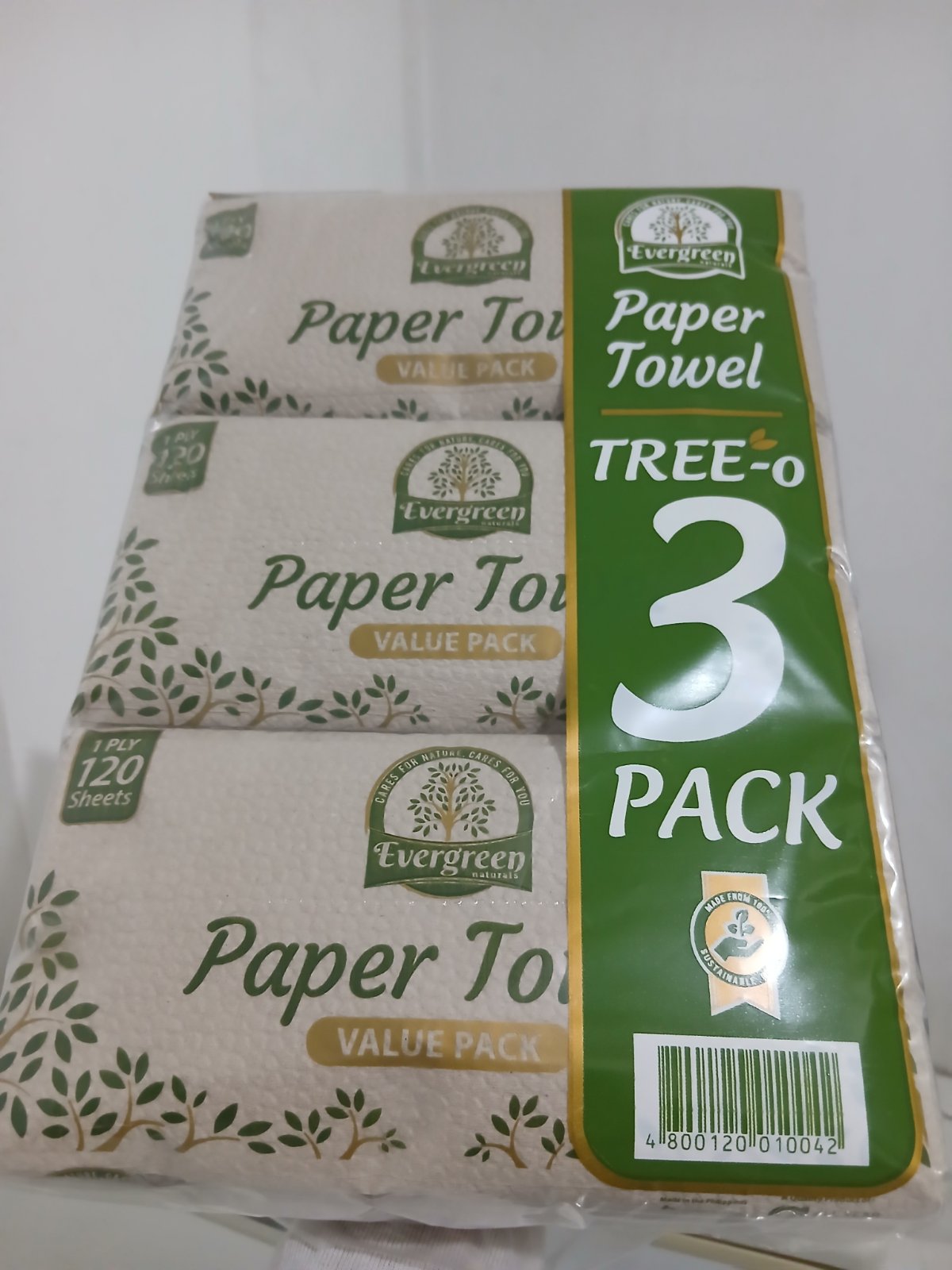 Evergreen Naturals Paper Towel 1 ply (trio pack) - PTBR 10/3/120 1 ply