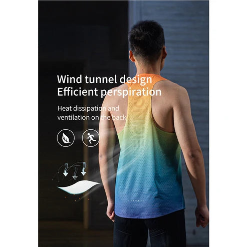 AONIJIE Men Running Quick Drying Singlet – RAINBOW (Blue/Yellow/Orange/Green
