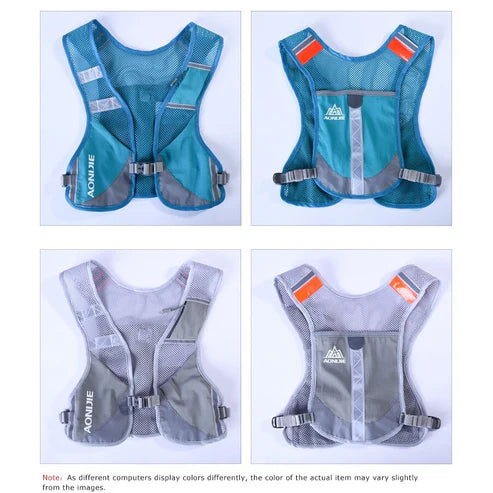 Aonijie Reflective Running Vest Hydration Backpack - ROSE/GRAY/GREEN