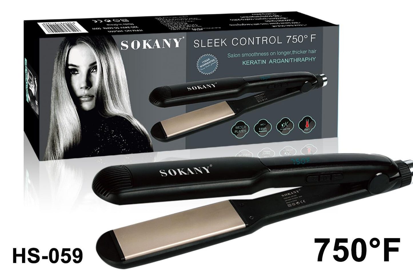 Sokany SLEEK CONTROL HAIR FLAT IRON 750 F β 50W