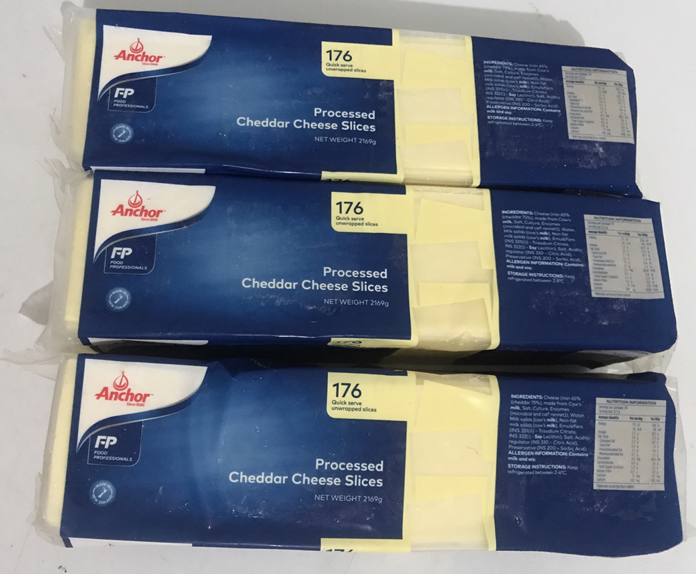 Anchor processed Pale CHEDDAR 176 SOS 2.169kg - Cheese Slices