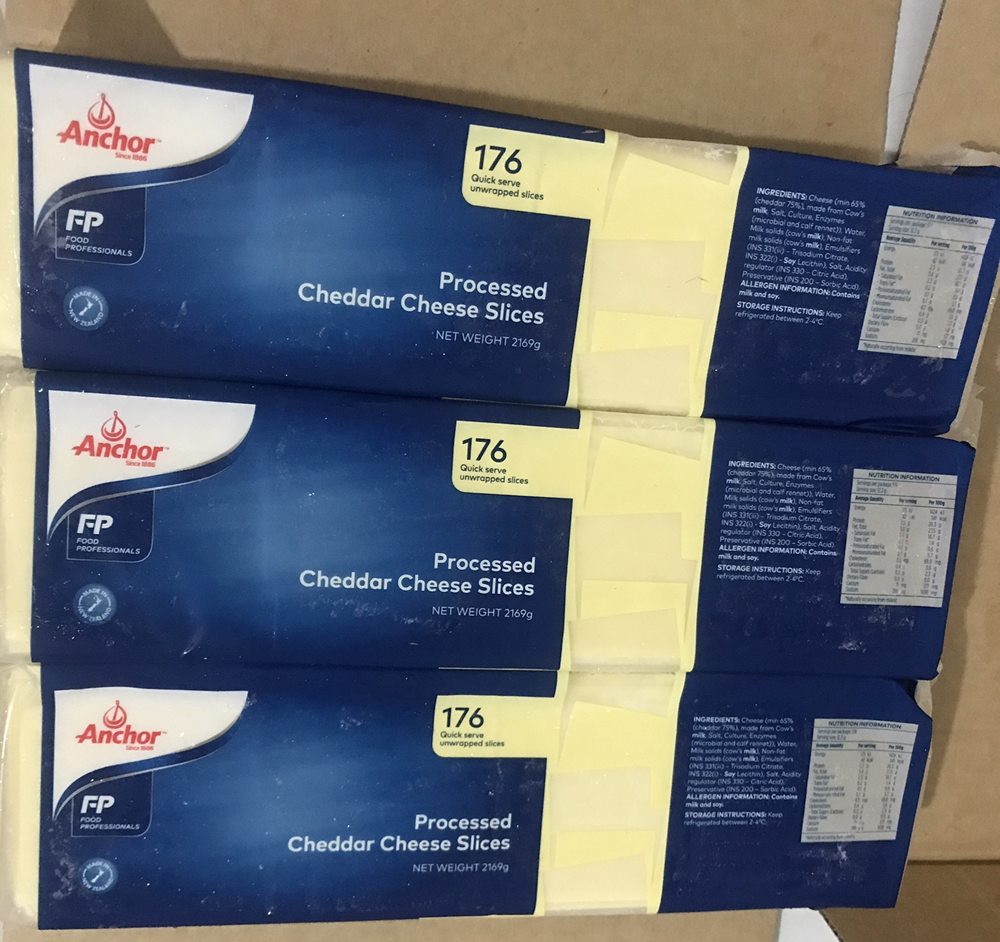Anchor processed Pale CHEDDAR 176 SOS 2.169kg - Cheese Slices