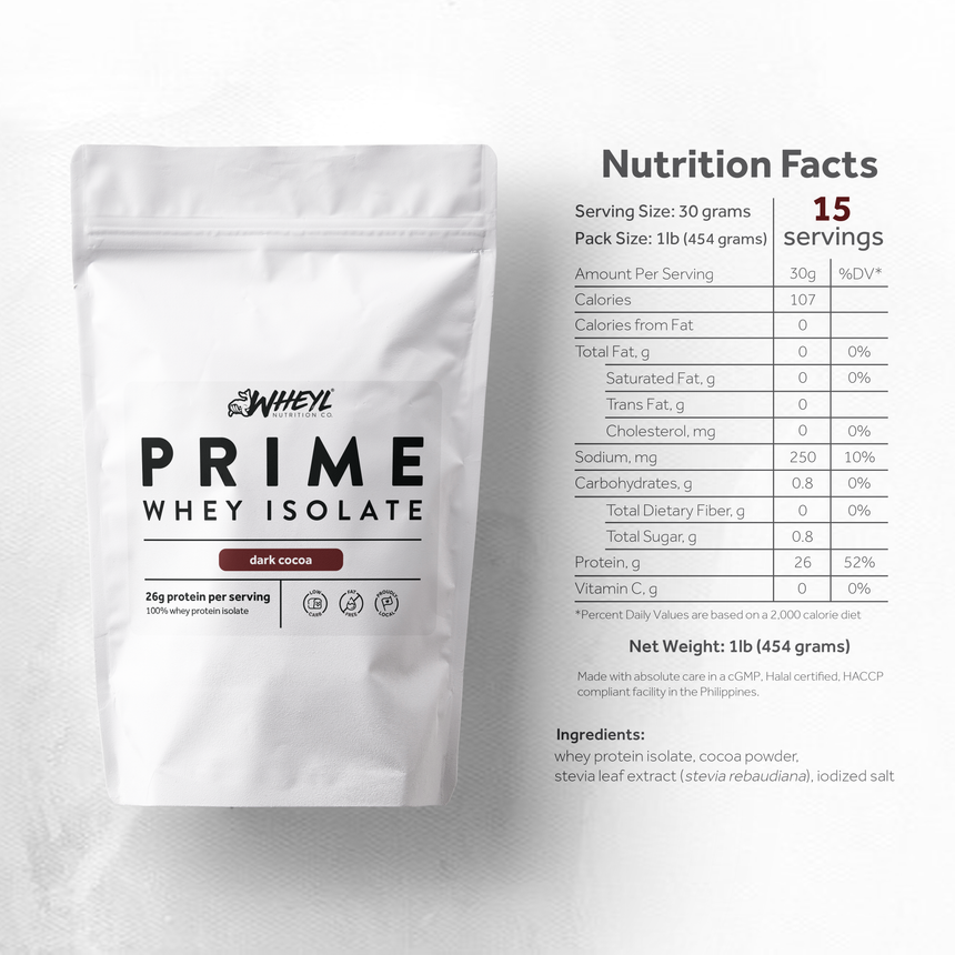 PRIME WHEY ISOLATE DARK COCOA 1LB (454G) - 15 servings