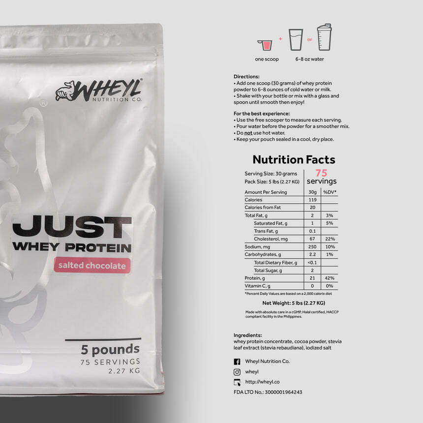Just Whey Protein FIVER WHEY PROTEIN BULK SALTED CHOCOLATE 5lbs (2.27kg) - 75 servings