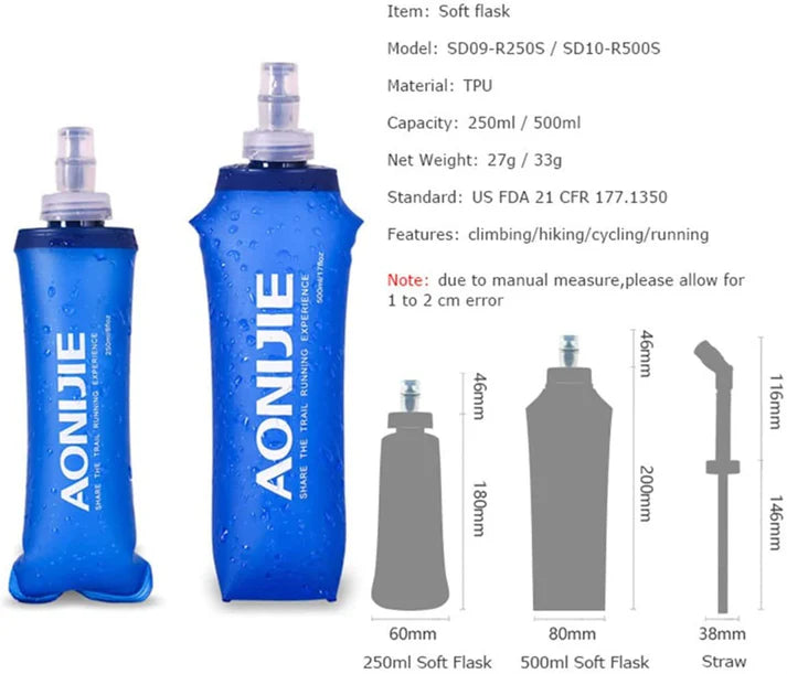 Aonijie Soft Flask Folding Water Bottle 250ml