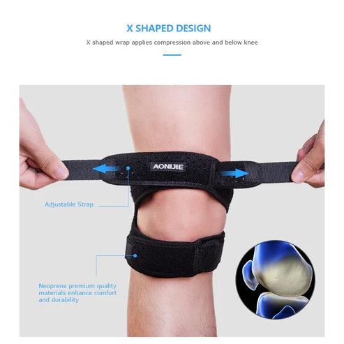 AONIJIE Knee Support Dual Patella Knee Strap for Knee Pain Relief - BLACK