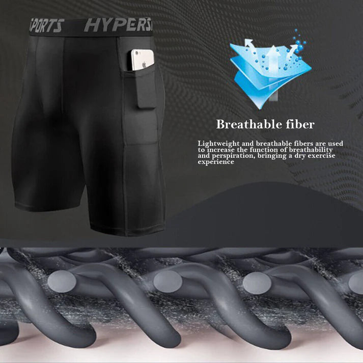 MEN'S COMPRESSION RUNNING SHORTS - BLACK LARGE