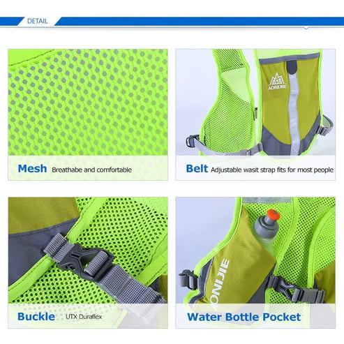 Aonijie Reflective Running Vest Hydration Backpack - ROSE/GRAY/GREEN