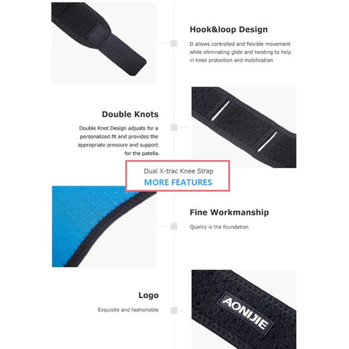 AONIJIE Knee Support Dual Patella Knee Strap for Knee Pain Relief - BLACK