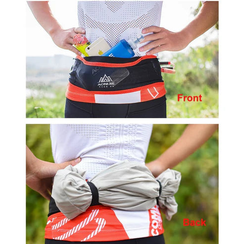 AONIJIE Slim Jogging Bag with 250ml Soft Flask - BLACK M/L