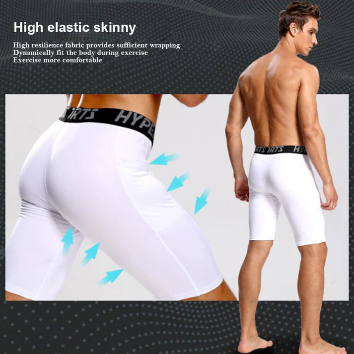 MEN'S COMPRESSION RUNNING SHORTS - BLACK LARGE
