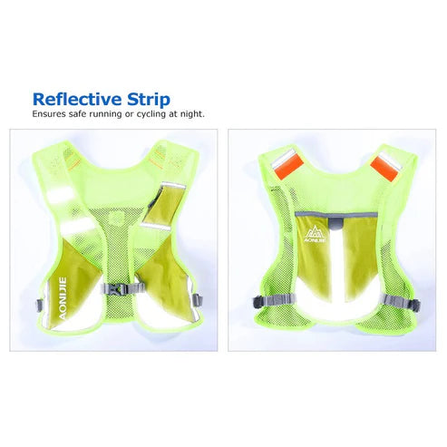 Aonijie Reflective Running Vest Hydration Backpack - ROSE/GRAY/GREEN