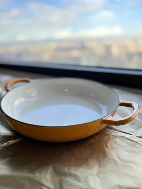 Happiness YELLOW ENAMELED CAST IRON POT - 40 x 30 x 6cm / 6.2kg/