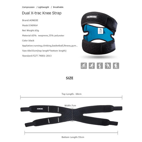 AONIJIE Knee Support Dual Patella Knee Strap for Knee Pain Relief - BLACK
