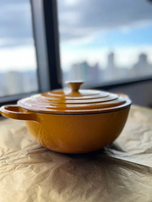 YELLOW ENAMEL CAST IRON KITCHENWARE - 7 PCS SET