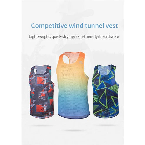 AONIJIE Men Running Quick Drying Singlet – RAINBOW (Blue/Yellow/Orange/Green