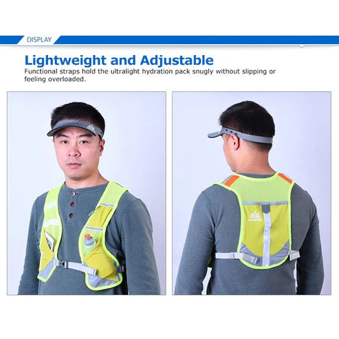 Aonijie Reflective Running Vest Hydration Backpack - ROSE/GRAY/GREEN