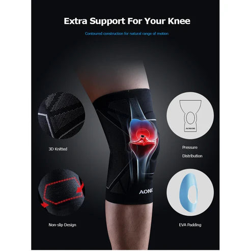 AONIJIE Compression Knee Pad 1PC Knee Brace Support - BLACK