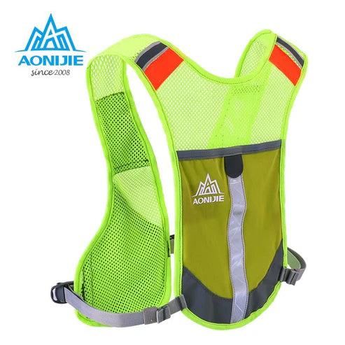 Aonijie Reflective Running Vest Hydration Backpack - ROSE/GRAY/GREEN