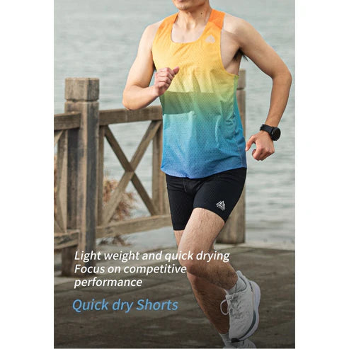 AONIJIE Men Running Quick Drying Singlet – RAINBOW (Blue/Yellow/Orange/Green