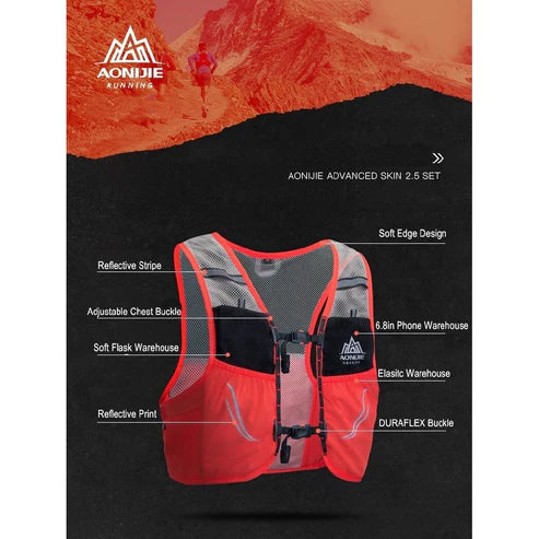 Aonijie RUNNING HYDRATION VEST Backpack 2.5L Nylon C932 - ORANGE