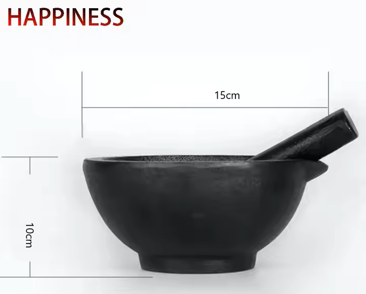 Happiness CAST IRON MORTAR and PESTLE 15 x 10cm