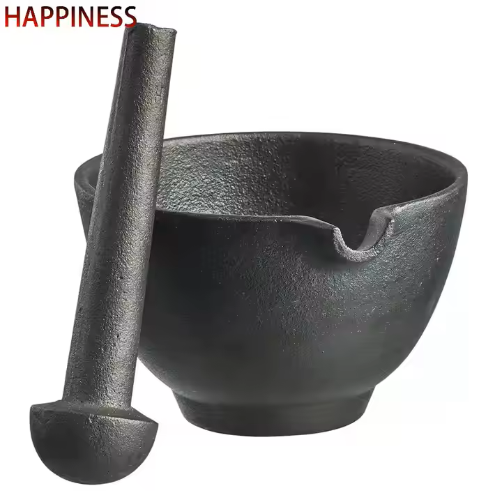 Happiness CAST IRON MORTAR and PESTLE 15 x 10cm
